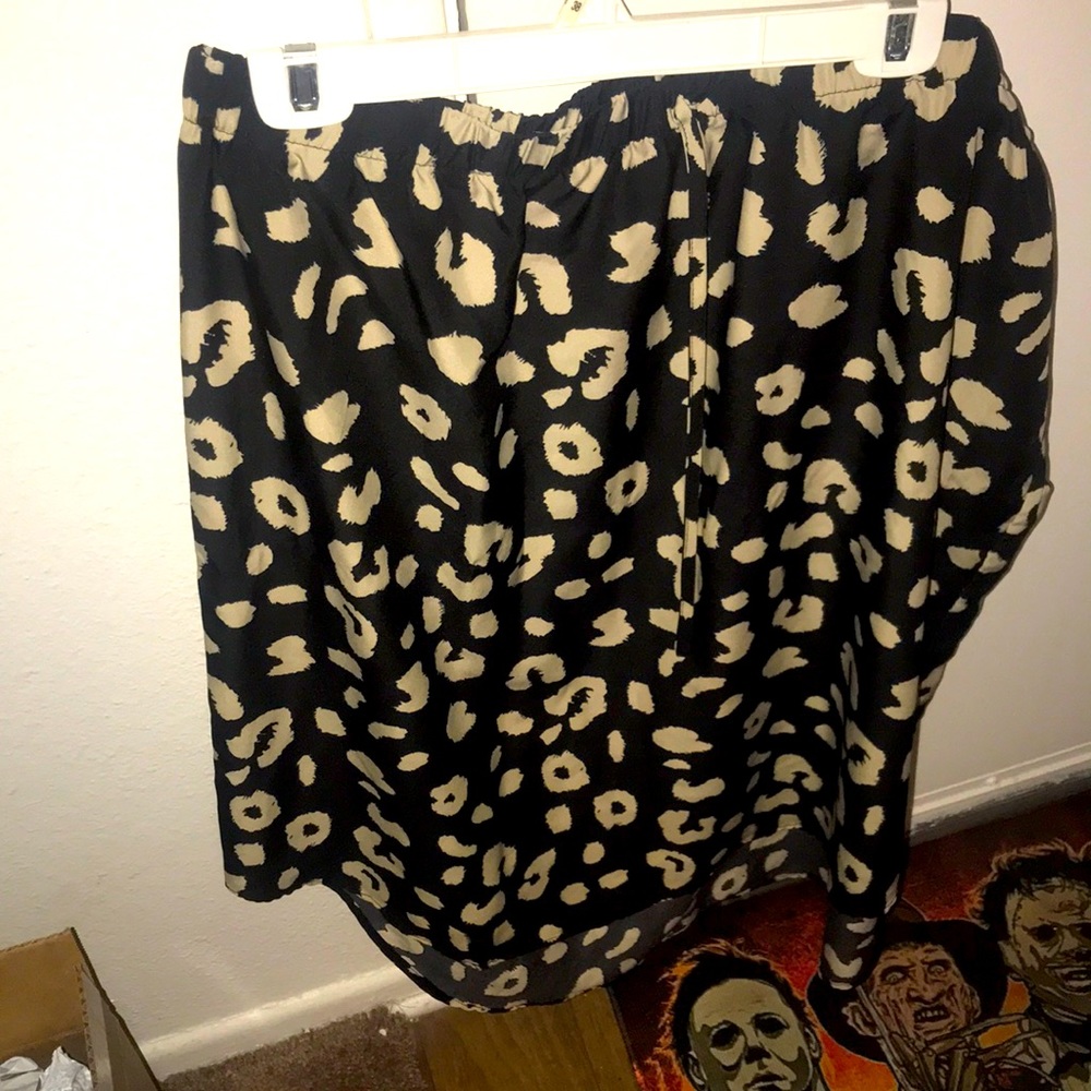 High low mid calf length skirt, leopard print 3x